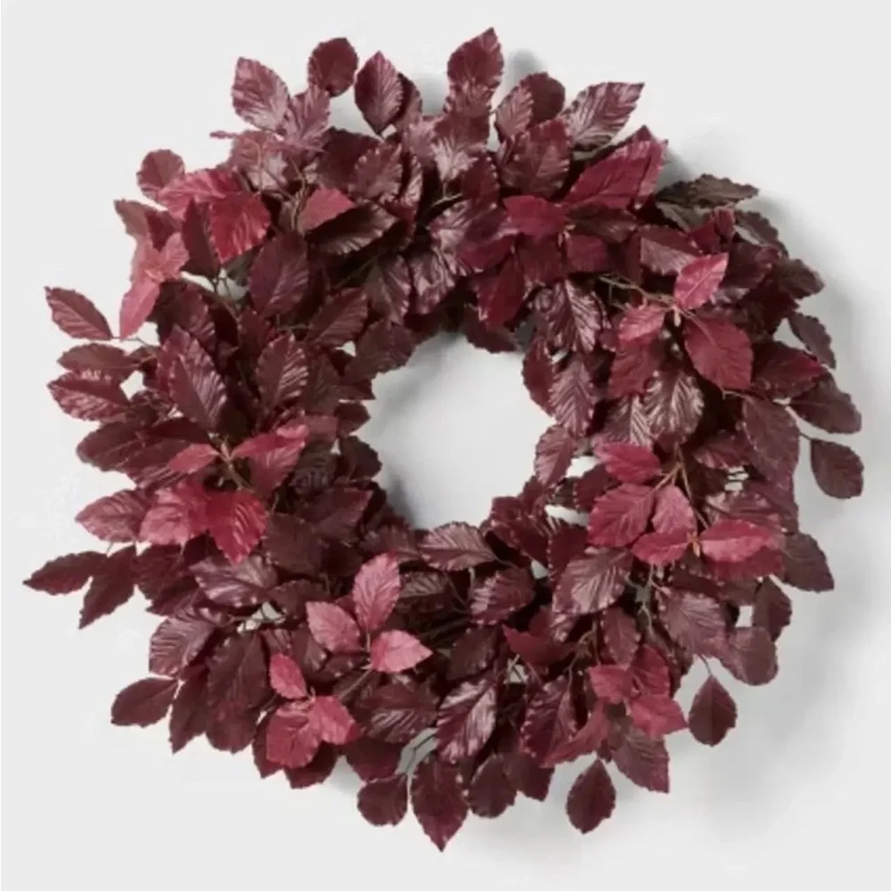 Artificial Leaf Wreath Burgundy - Studio McGee